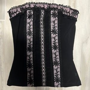 Vintage Strapless Women's Top, Black & Purple